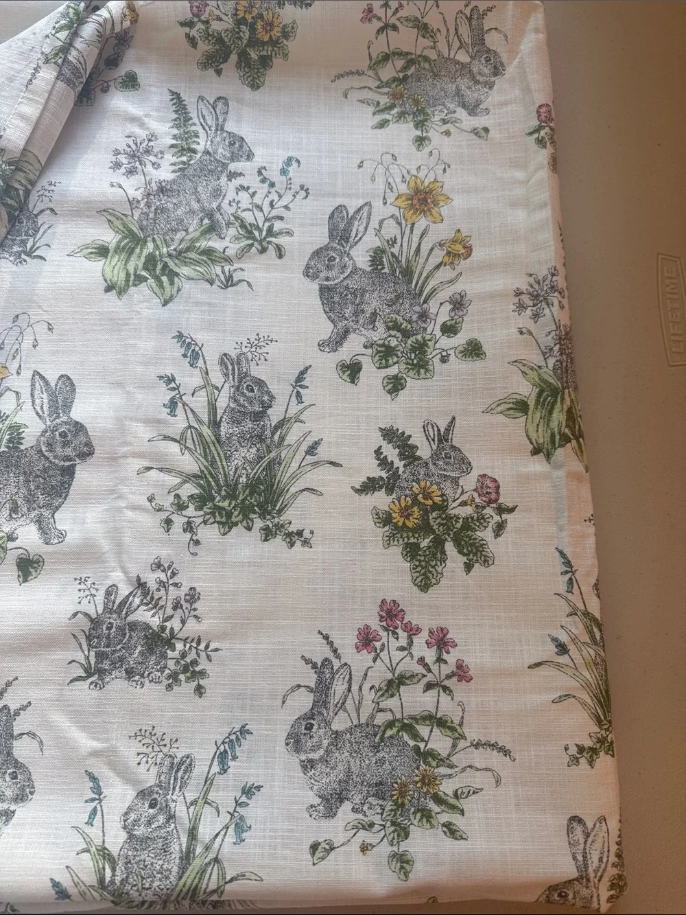 Rachel Ashwell The Farmhouse Bunny Table Cotton Pastel Botanical Rabbit 120 x 80